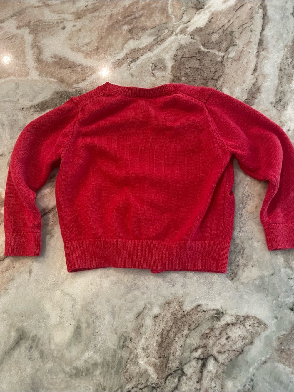 Primary Baby Girls Red Sweater Cardigan Cotton Knit Holiday Size 6-12 Months - Picture 2 of 6